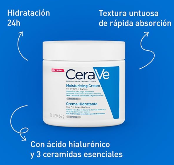 Crema hidratante diaria de rostro y cuerpo para piel seca